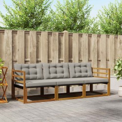 Ensemble de canapés d'extérieur 3 pcs Gris Naturel et Clair 527662527662