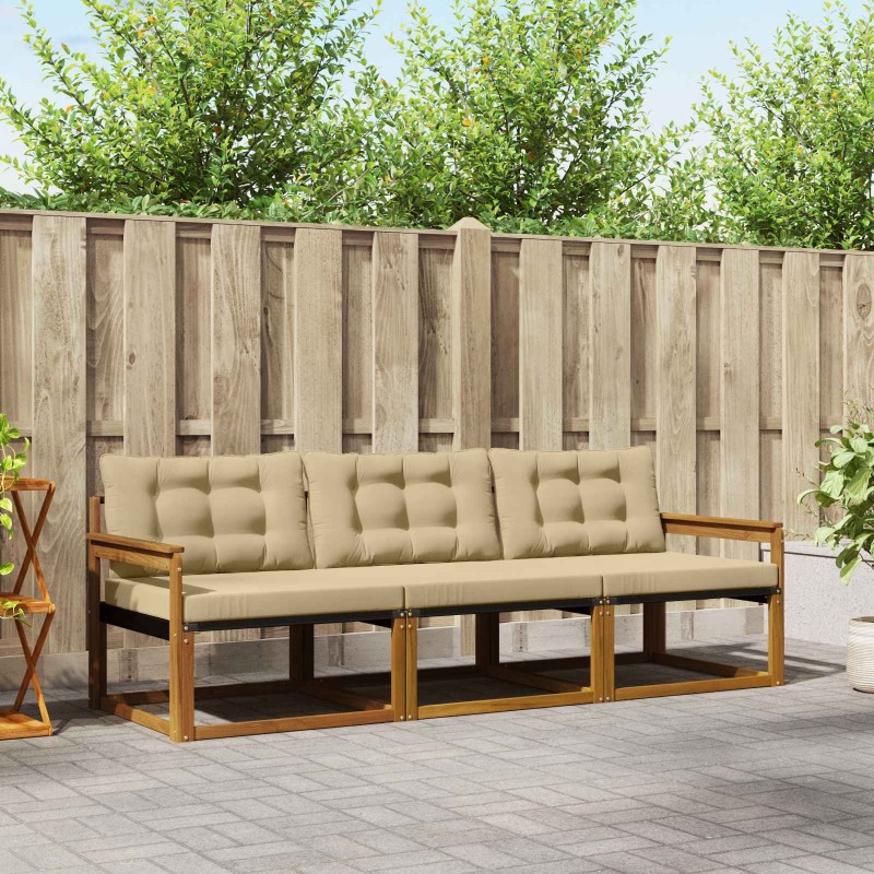 Ensemble de canapés d'extérieur 3 pcs Naturel et Beige 527667527667