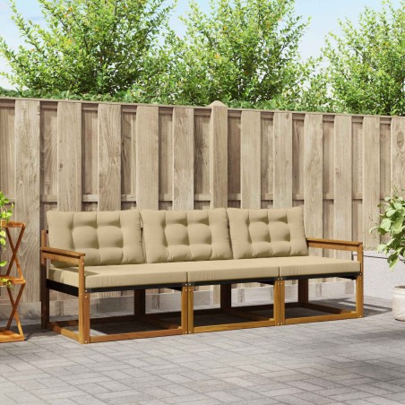 Ensemble de canapés d'extérieur 3 pcs Naturel et Beige 527667527667