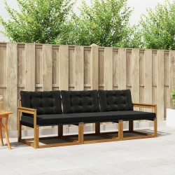 Ensemble de canapés d'extérieur 3 pcs Naturel et Noir 527668527668