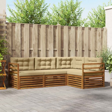 Ensemble de canapés d'extérieur 4 pcs Naturel et Beige 527673527673