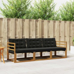 Ensemble de canapés d'extérieur 3 pcs Naturel et Noir 527677527677