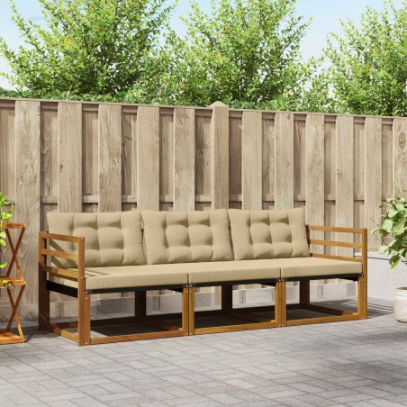 Ensemble de canapés d'extérieur 3 pcs Naturel et Beige 527683527683