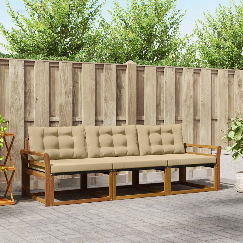 Ensemble de canapés d'extérieur 3 pcs Naturel et Beige 527684527684
