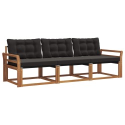 Ensemble de canapés d'extérieur 3 pcs Naturel et Noir 527685527685