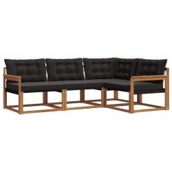 Ensemble de canapés d'extérieur 4 pcs Naturel et Noir 527687527687