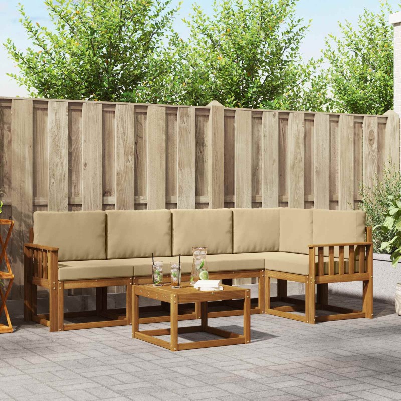 Ensemble de canapés d'extérieur 6 pcs Naturel et Beige 527705527705