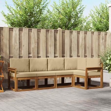 Ensemble de canapés d'extérieur 5 pcs Naturel et Beige 527728527728