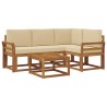 Ensemble de canapés d'extérieur 5 pcs Naturel et Beige 527748527748