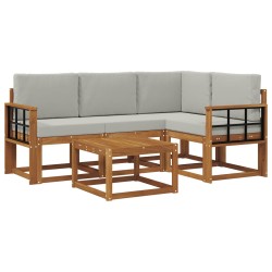 Ensemble de canapés d'extérieur 5 pcs Gris Naturel et Clair 527759527759
