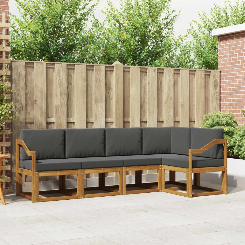 Ensemble de canapés d'extérieur 5 pcs Naturel et Anthracite 527763527763
