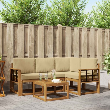 Ensemble de canapés d'extérieur 5 pcs Naturel et Beige 527766527766