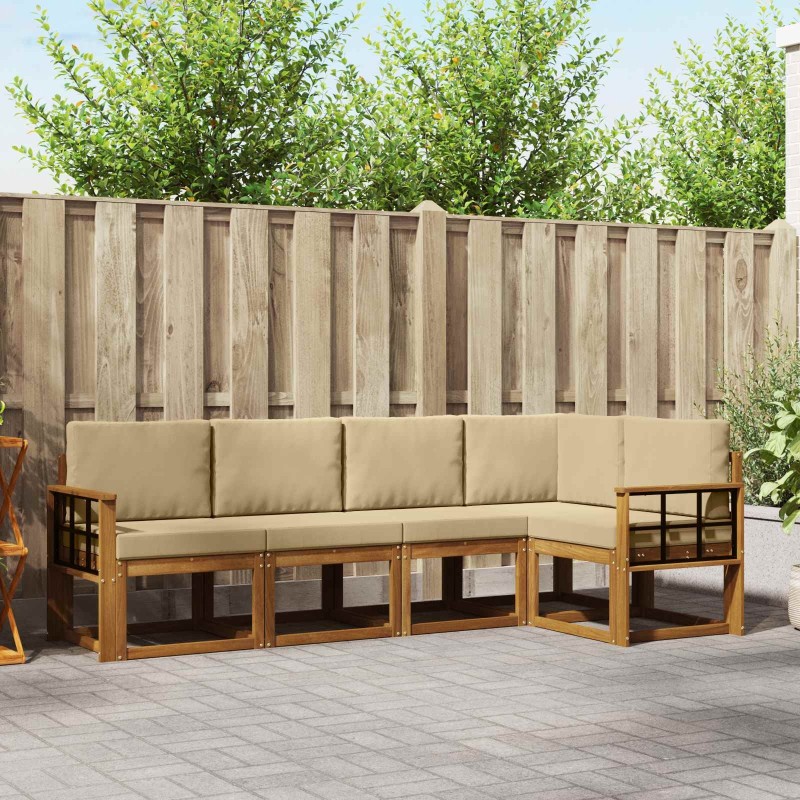 Ensemble de canapés d'extérieur 5 pcs Naturel et Beige 527767527767