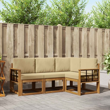 Ensemble de canapés d'extérieur 4 pcs Naturel et Beige 527774527774