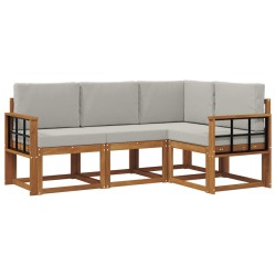 Ensemble de canapés d'extérieur 4 pcs Gris Naturel et Clair 527775527775