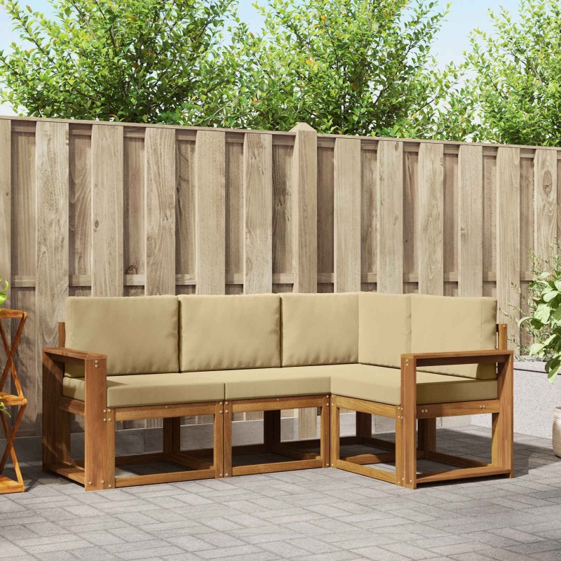 Ensemble de canapés d'extérieur 4 pcs Naturel et Beige 527779527779