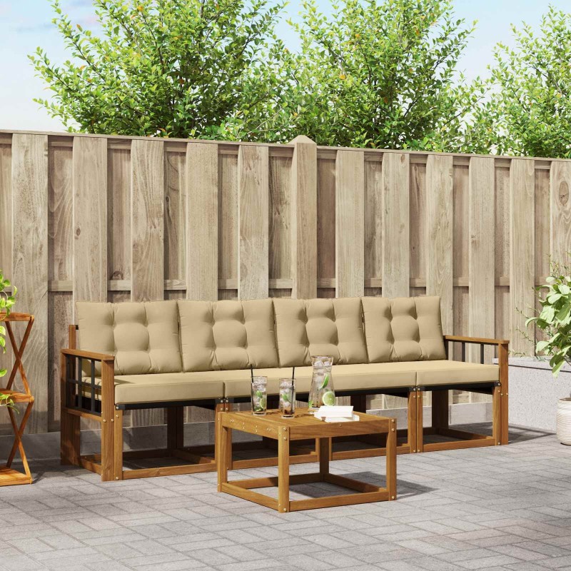Ensemble de canapés d'extérieur 5 pcs Naturel et Beige 527782527782