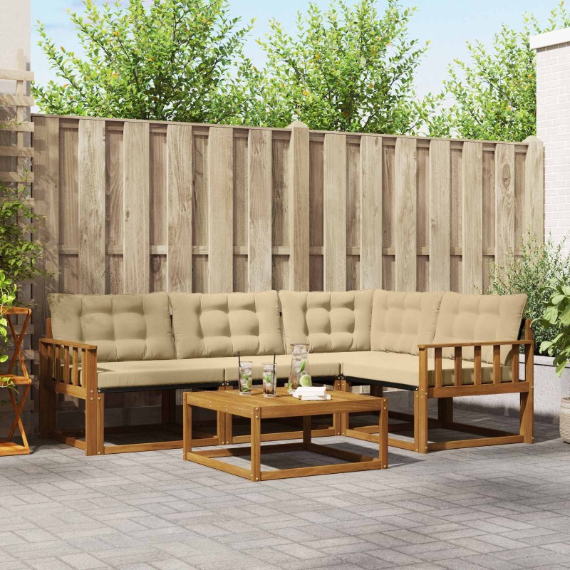 Ensemble de canapés d'extérieur 5 pcs Naturel et Beige 527790527790