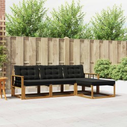 Ensemble de canapés d'extérieur 4 pcs Naturel et Noir 527802527802