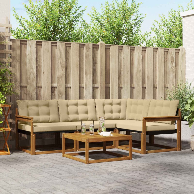 Ensemble de canapés d'extérieur 5 pcs Naturel et Beige 527808527808