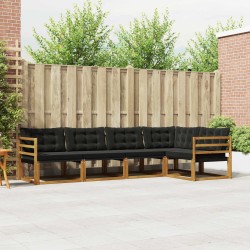 Ensemble de canapés d'extérieur 5 pcs Naturel et Noir 527816527816