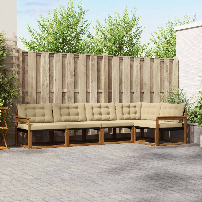 Ensemble de canapés d'extérieur 5 pcs Naturel et Beige 527826527826