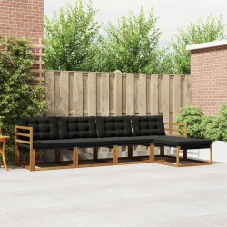 Ensemble de canapés d'extérieur 5 pcs Naturel et Noir 527830527830