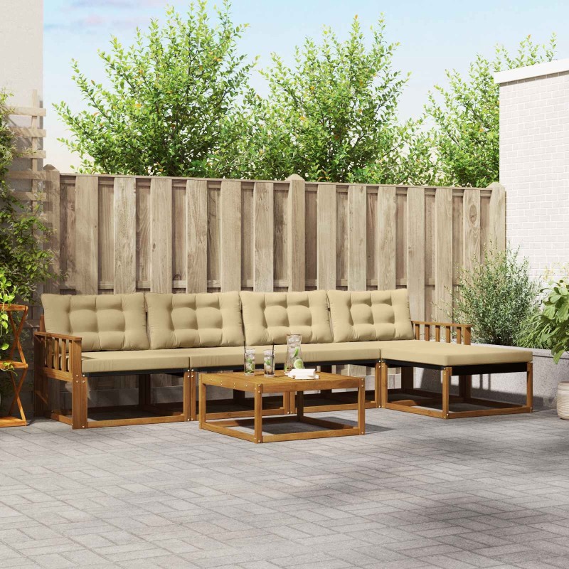 Ensemble de canapés d'extérieur 6 pcs Naturel et Beige 527831527831