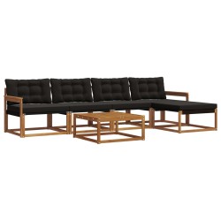 Ensemble de canapés d'extérieur 6 pcs Naturel et Noir 527852527852
