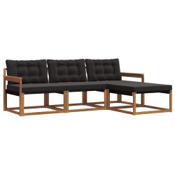 Ensemble de canapés d'extérieur 4 pcs Naturel et Noir 527856527856