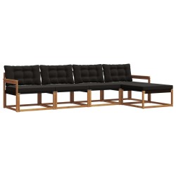 Ensemble de canapés d'extérieur 5 pcs Naturel et Noir 527865527865