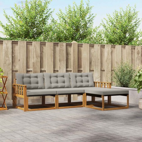 Ensemble de canapés d'extérieur 4 pcs Gris Naturel et Clair 527872527872