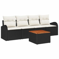 Ensemble de canapé de jardin avec coussin 5 pcs Noir polyrotin 527879527879