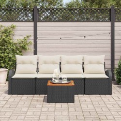 Ensemble de canapé de jardin avec coussin 5 pcs Noir polyrotin 527879527879