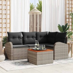 Ensemble de canapé de jardin avec coussin 5 pcs Gris polyrotin 527880527880
