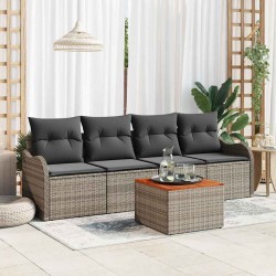 Ensemble de canapé de jardin avec coussin 5 pcs Gris polyrotin 527881527881