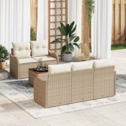 Ensemble de canapé de jardin avec coussin 6 pcs Beige polyrotin 527882527882