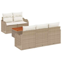Ensemble de canapé de jardin avec coussin 6 pcs Beige polyrotin 527882527882