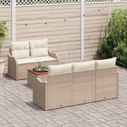 Ensemble de canapé de jardin avec coussin 6 pcs Beige polyrotin 527882527882