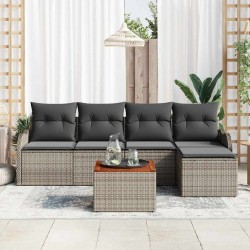 Ensemble de canapé de jardin avec coussin 6 pcs Gris polyrotin 527884527884