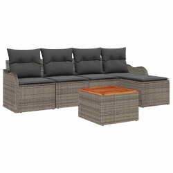 Ensemble de canapé de jardin avec coussin 6 pcs Gris polyrotin 527884527884