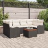 Ensemble de canapé de jardin avec coussin 7 pcs Noir polyrotin 527886527886