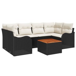 Ensemble de canapé de jardin avec coussin 7 pcs Noir polyrotin 527886527886