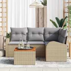 Ensemble de canapé de jardin avec coussin 5 pcs Beige polyrotin 527887527887