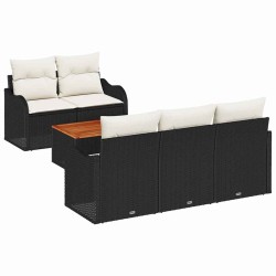 Ensemble de canapé de jardin avec coussin 6 pcs Noir polyrotin 527889527889