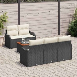 Ensemble de canapé de jardin avec coussin 6 pcs Noir polyrotin 527889527889