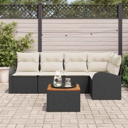 Ensemble de canapé de jardin avec coussin 6 pcs Noir polyrotin 527890527890