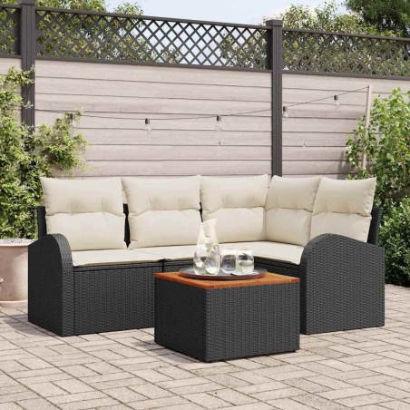 Ensemble de canapé de jardin avec coussin 5 pcs Noir polyrotin 527891527891
