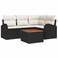 Ensemble de canapé de jardin avec coussin 5 pcs Noir polyrotin 527891527891