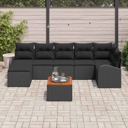 Ensemble de canapé de jardin avec coussin 8 pcs Noir polyrotin 527892527892